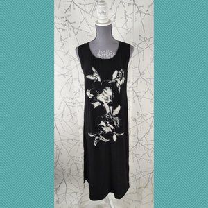 Dolce Bella Black & White Floral Sequin Midi Shift Dress